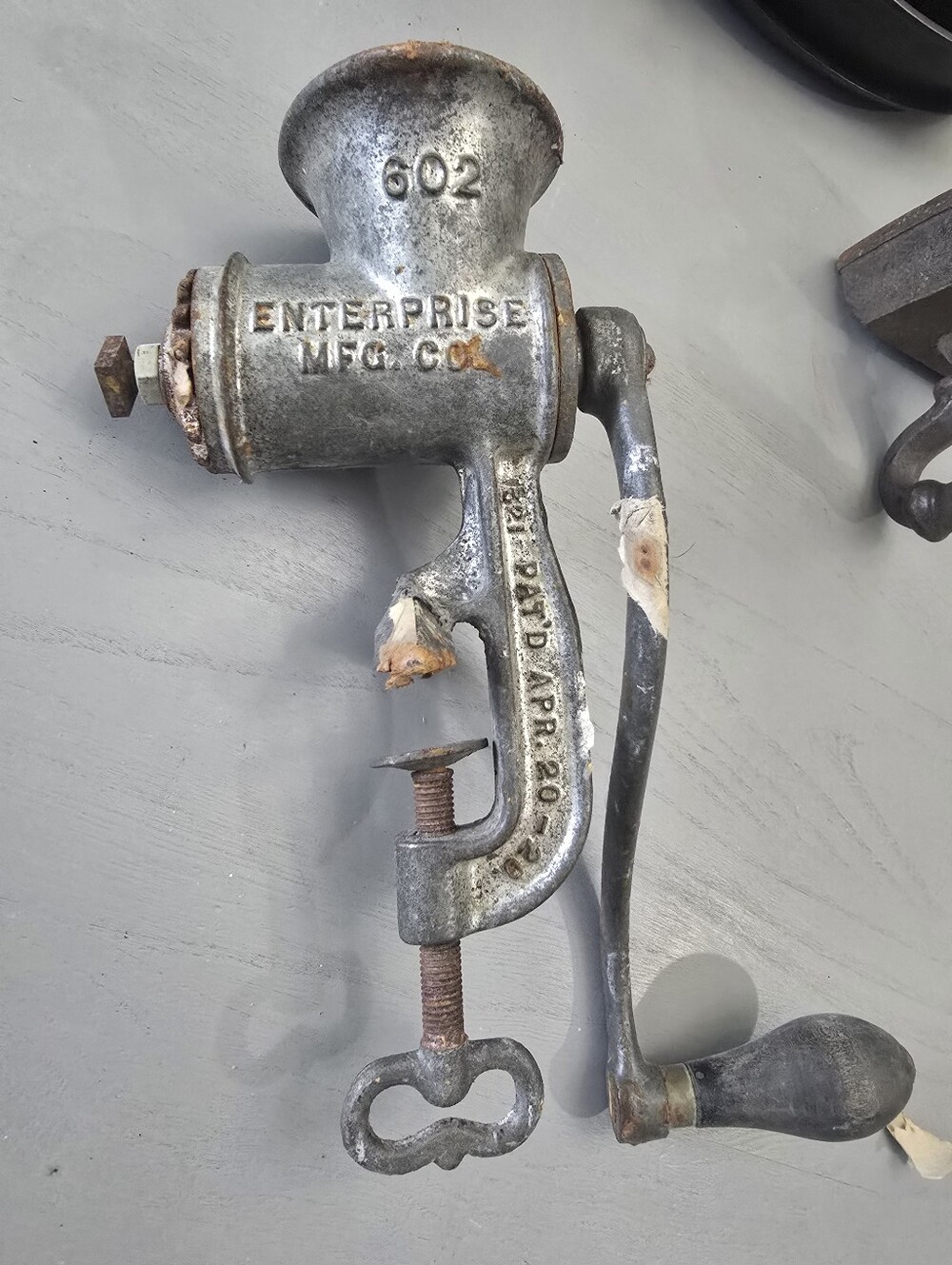 vintage Enterprise Manufacturing Co. No. 602 hand-crank meat grinder